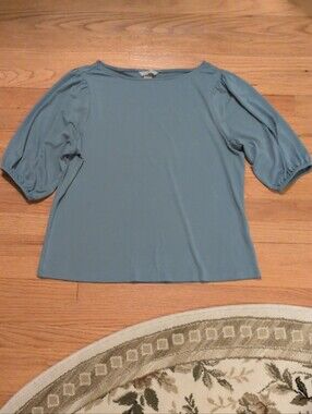 H&M Dusty Blue Puff Sleeve Top